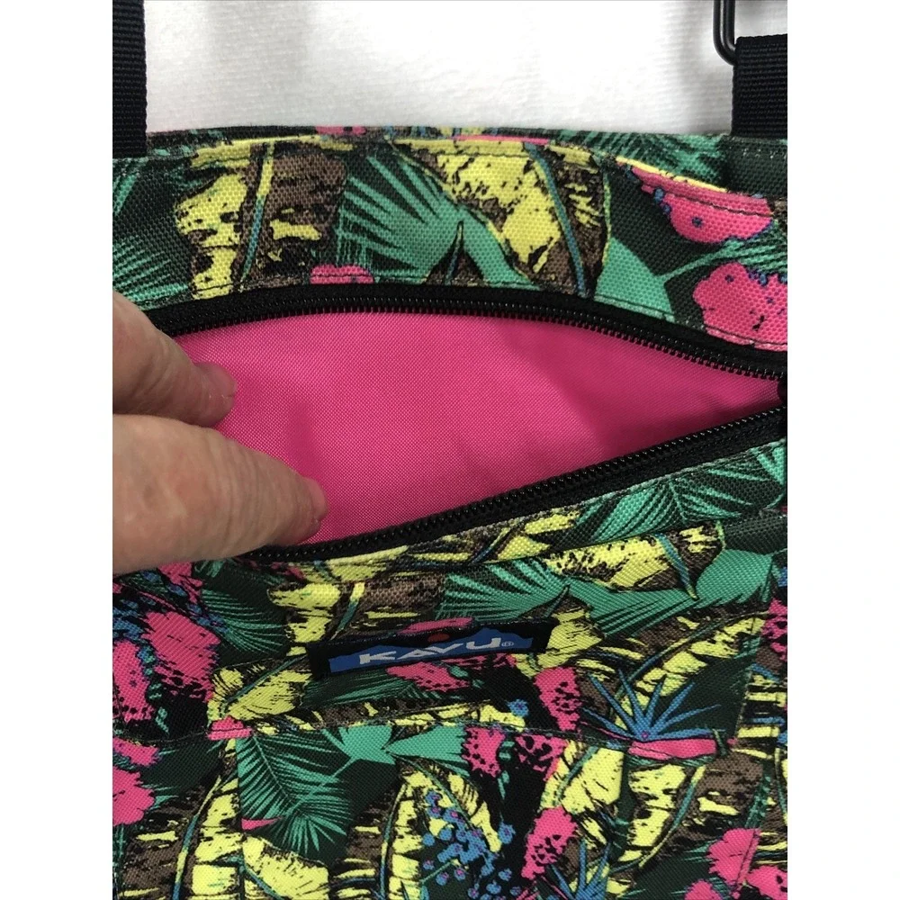 Kavu Crossbody Bag Tropical Bright Colors Pink Yellow Blue Vacation Festival